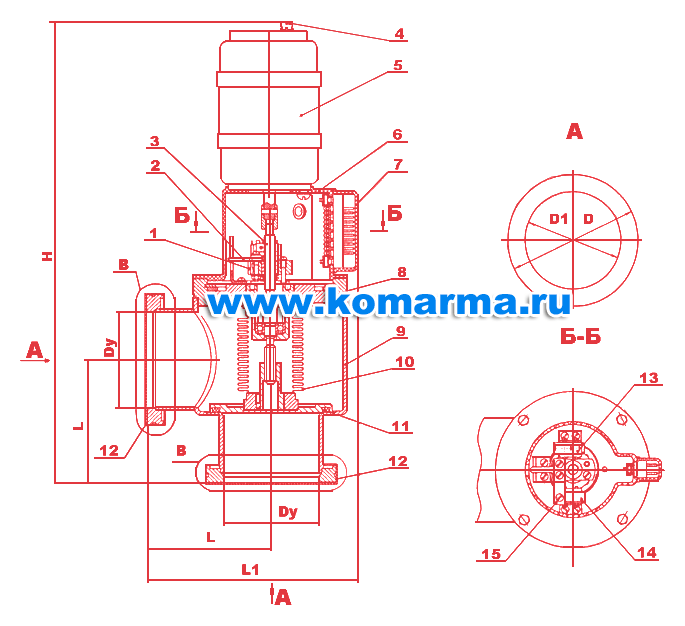 Клапан КВЭ 100 габариты klapan_kve_100_gabarity